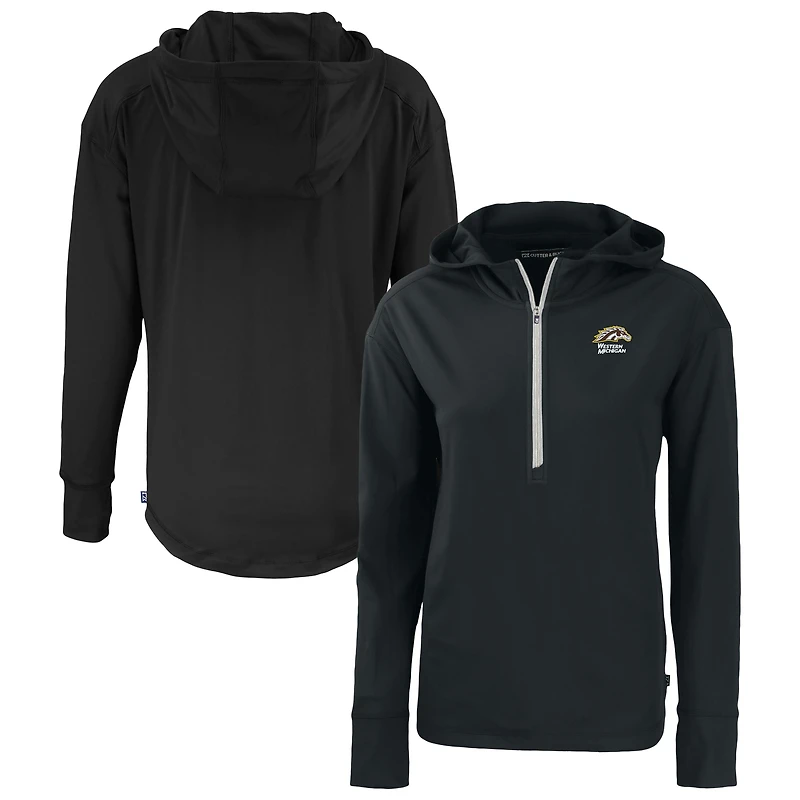 Women's Cutter & Buck  Black Western Michigan Broncos Daybreak Eco Recycled Half-Zip Hoodie