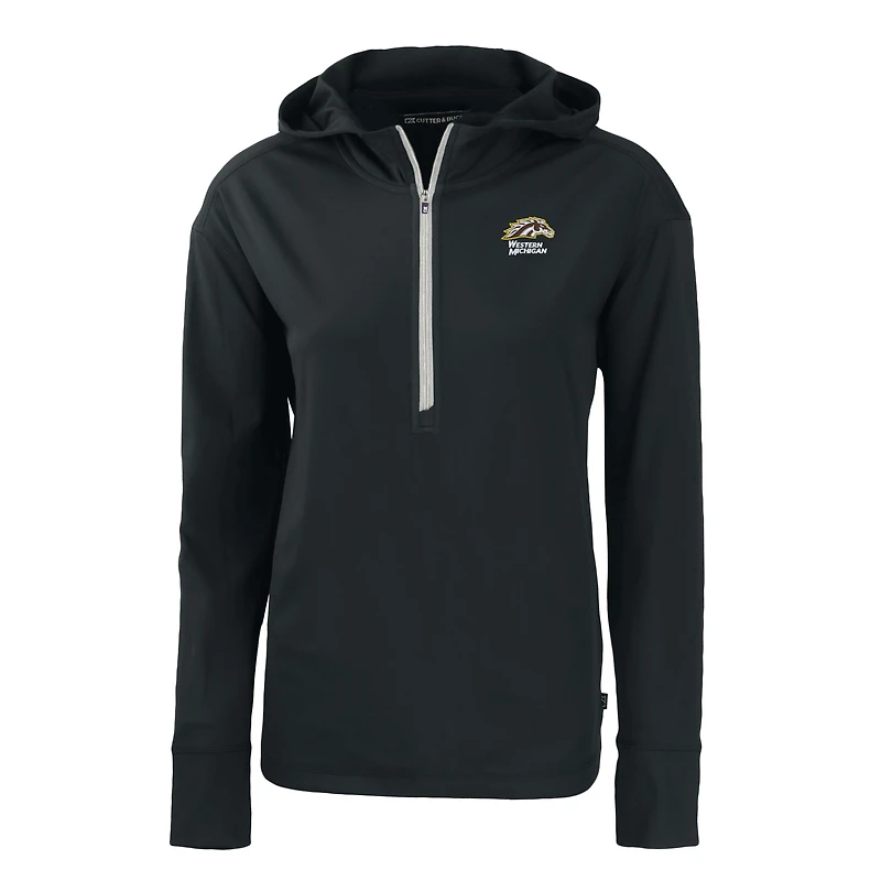 Women's Cutter & Buck  Black Western Michigan Broncos Daybreak Eco Recycled Half-Zip Hoodie