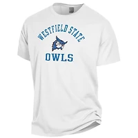 Men's ComfortWash White Westfield State Owls Arch Logo Garment Dyed T-Shirt