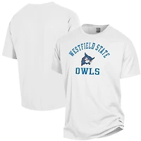 Men's ComfortWash White Westfield State Owls Arch Logo Garment Dyed T-Shirt