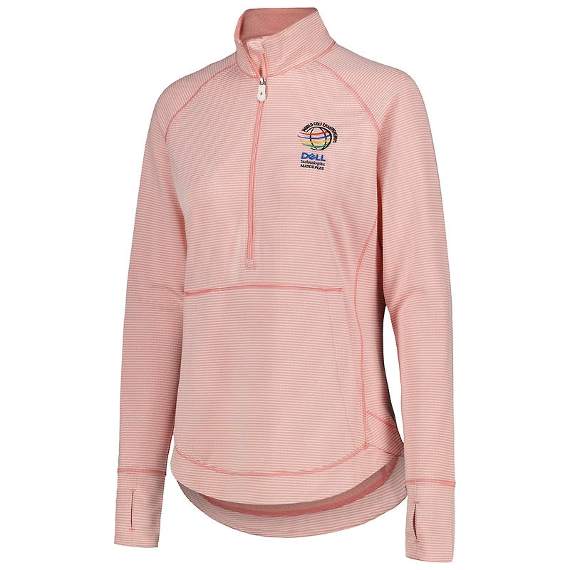 Women's Ahead Pink WGC-Dell Technologies Match Play Summer Double Jaquard Striped Raglan Quarter-Zip Top