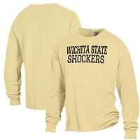 Men's ComfortWash Yellow Wichita State Shockers Stack Garment Dyed Long Sleeve T-Shirt