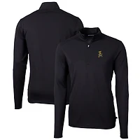 Men's Cutter & Buck Black Wichita State Shockers Team Big Tall Virtue Eco Pique Recycled Quarter-Zip Pullover Top