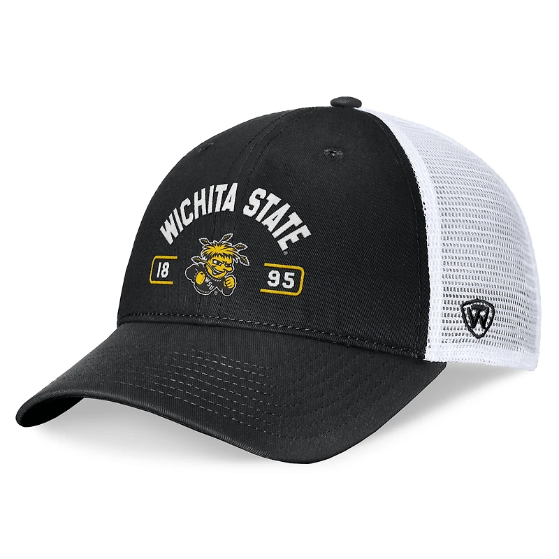 Casquette réglable Top of the World pour hommes, noir/blanc, Wichita State Shockers Free Kick Trucker