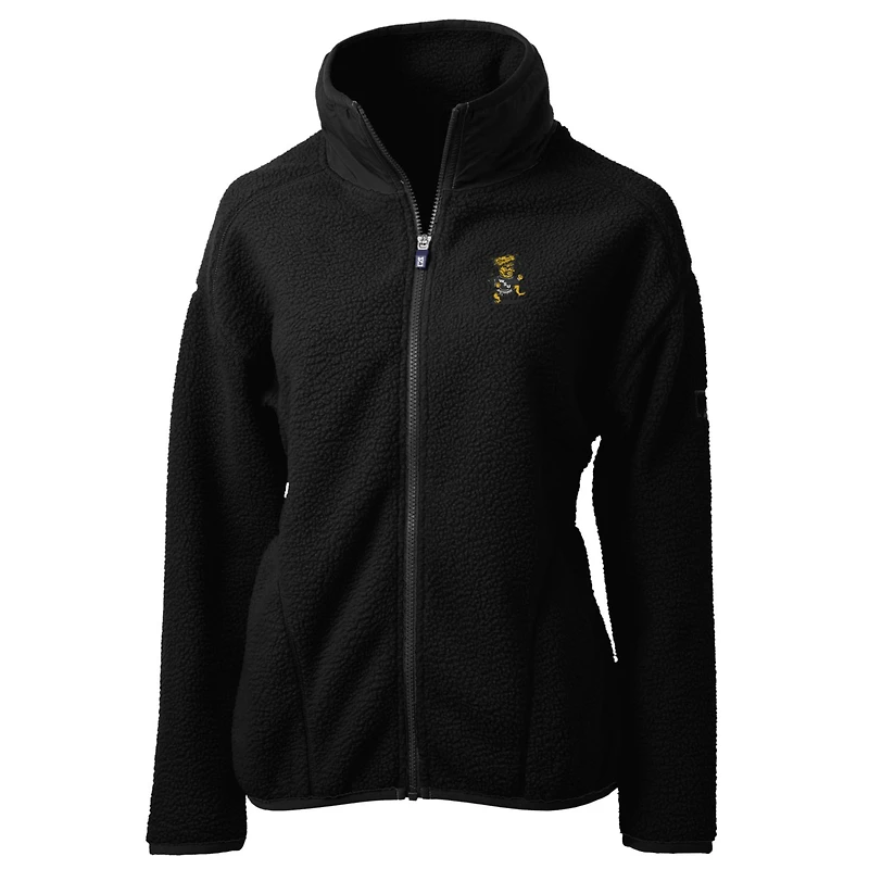 Veste polaire zippée intégrale Cutter & Buck noire Wichita State Shockers Cascade Eco Sherpa pour femme