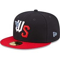 Men's New Era Navy Wichita Wind Surge Authentic Collection Road 59FIFTY Fitted Hat