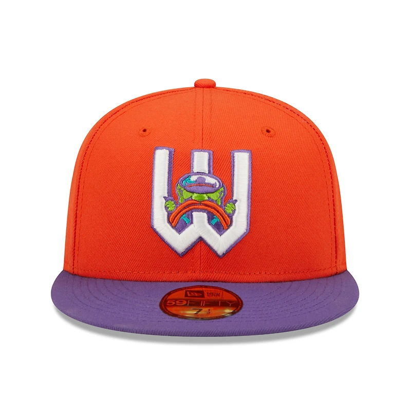 Men's New Era Orange/Purple Wichita Wind Surge Honey Butter Chicken Biscuit Theme Night 59FIFTY Fitted Hat