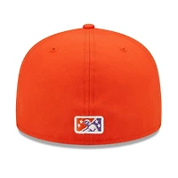 Casquette ajustée New Era 59FIFTY pour homme, orange/violette, Wichita Wind Surge, thème poulet au beurre et miel biscuits.