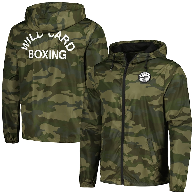 Camo Wild Card Boxing Old School 1995 Logo Full-Zip Windbreaker Jacket