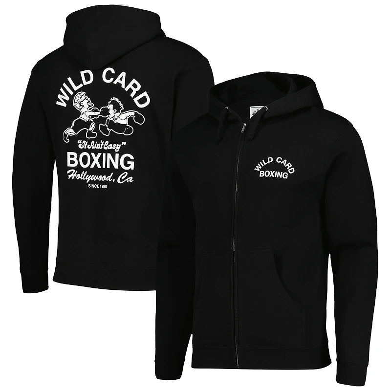 Sweat à capuche zippé noir Wild Card Boxing