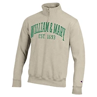 Pull à col zippé Champion crème pour homme, modèle William & Mary Tribe Established Date.