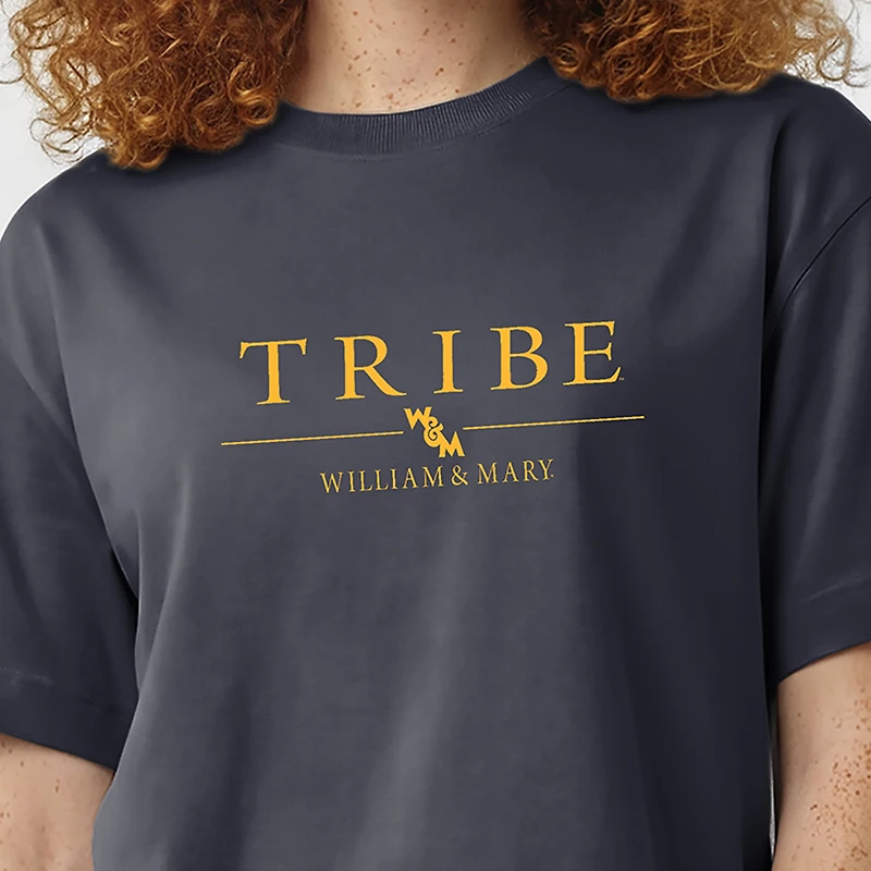 Women's Champion Navy William & Mary Tribe Waist Length Wordmark T-Shirt