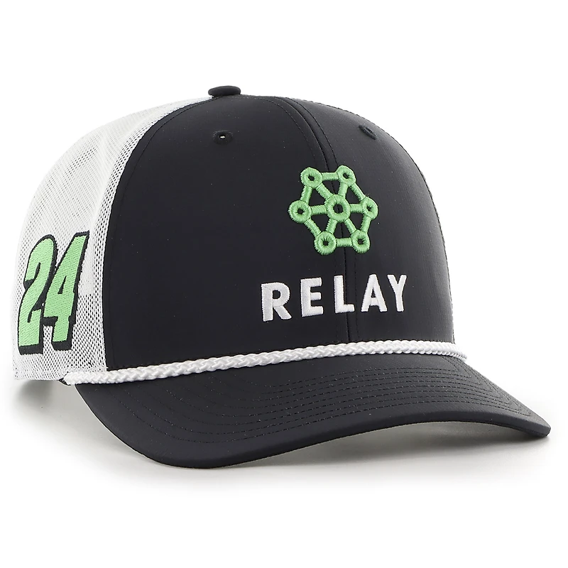 Casquette réglable noire William Byron Relay Refuel Trucker '47 pour hommes