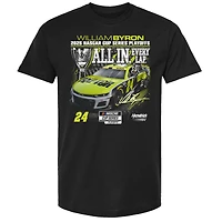 T-shirt noir à damier pour homme William Byron, éliminatoires de la NASCAR Cup Series 2025, Raptor All