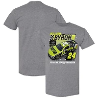 T-shirt William Byron, champion de la saison régulière NASCAR Cup Series 2025, anthracite chiné, drapeau à damier pour homme