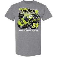 T-shirt William Byron, champion de la saison régulière NASCAR Cup Series 2025, anthracite chiné, drapeau à damier pour homme