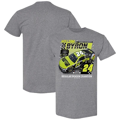 T-shirt William Byron, champion de la saison régulière NASCAR Cup Series 2025, anthracite chiné, drapeau à damier pour homme