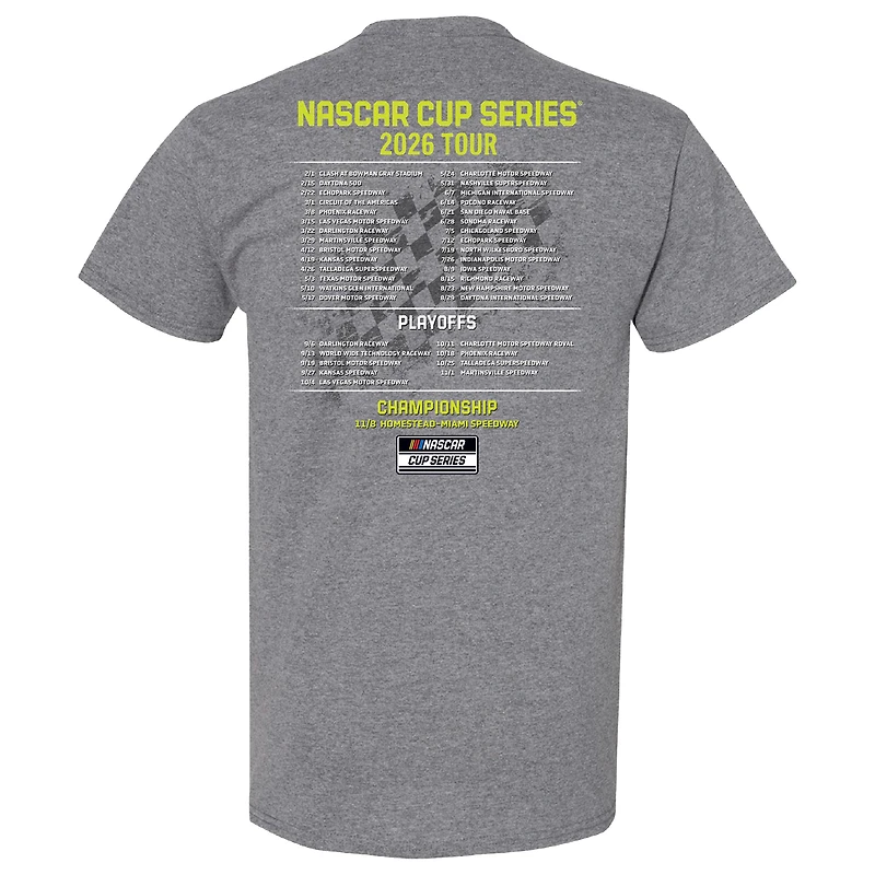 Men's Hendrick Motorsports Team Collection Heather Charcoal William Byron 2026 NASCAR Schedule T-Shirt