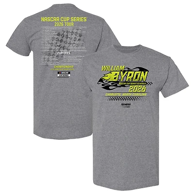 Men's Hendrick Motorsports Team Collection Heather Charcoal William Byron 2026 NASCAR Schedule T-Shirt