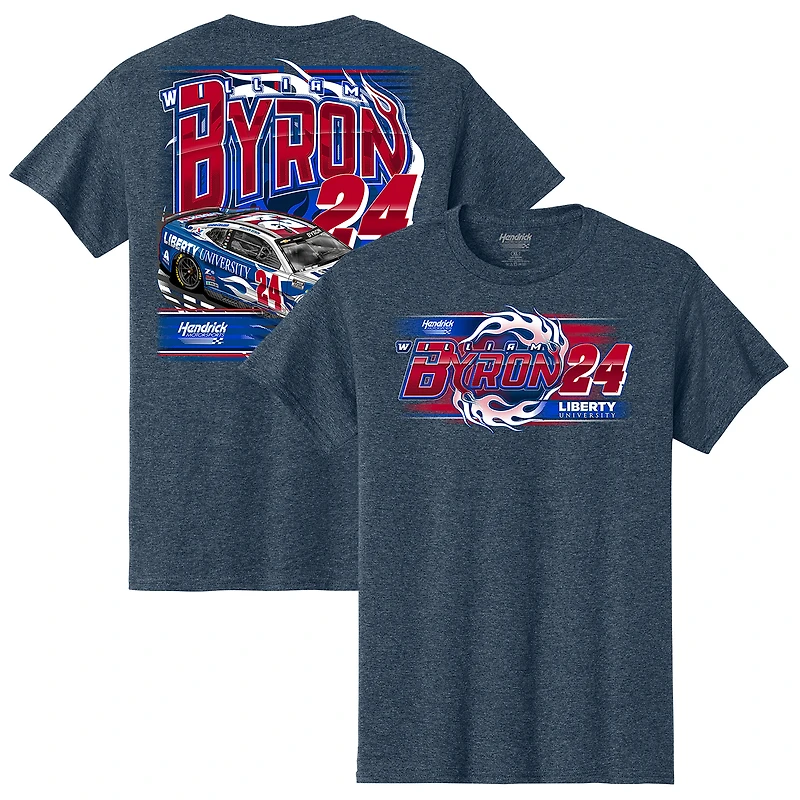 T-shirt pour homme de la collection Hendrick Motorsports Team Heather Navy William Byron Liberty University Car