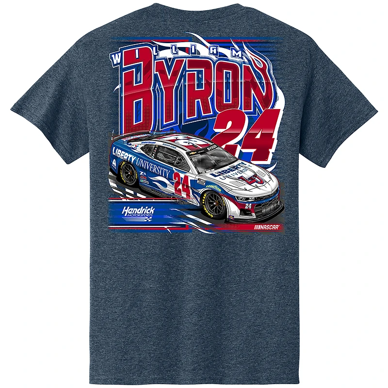 T-shirt pour homme de la collection Hendrick Motorsports Team Heather Navy William Byron Liberty University Car