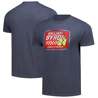 T-shirt vintage William Byron de la collection Hendrick Motorsports Team pour homme, bleu marine chiné