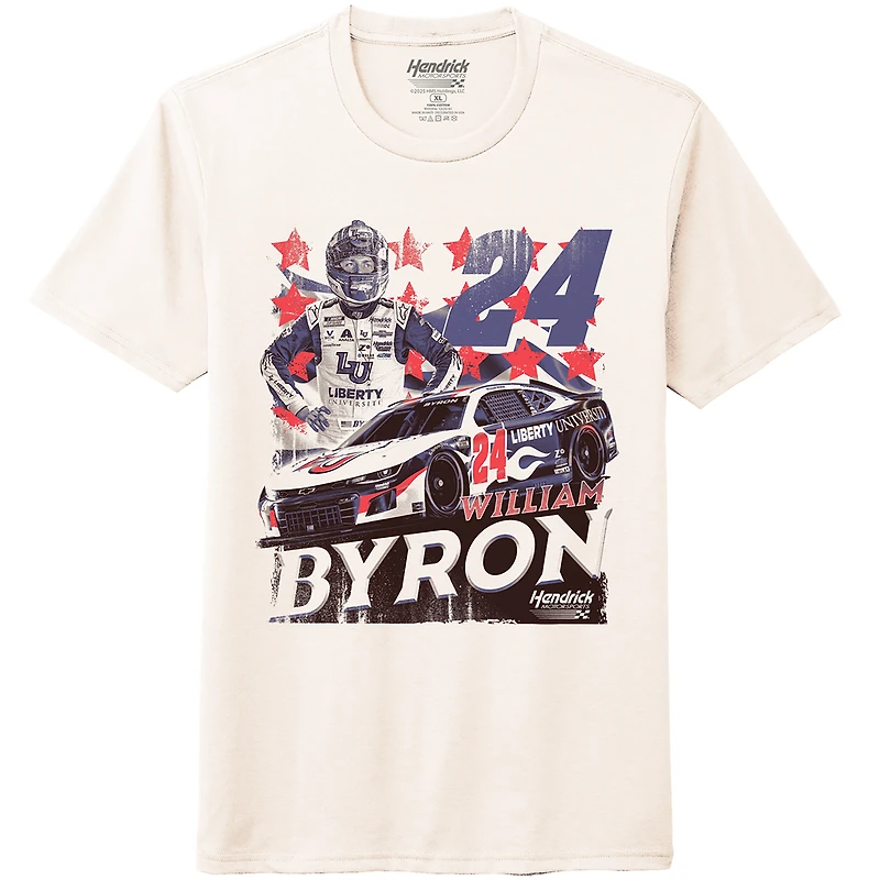 T-shirt pour homme Hendrick Motorsports Team Collection Natural William Byron Liberty University Car