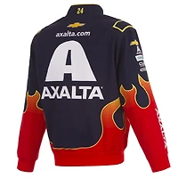 Veste d'uniforme en sergé à boutons-pression William Byron Axalta pour homme, bleu marine/rouge, JH Design