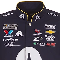 Veste d'uniforme en sergé à boutons-pression William Byron Axalta pour homme, bleu marine/rouge, JH Design