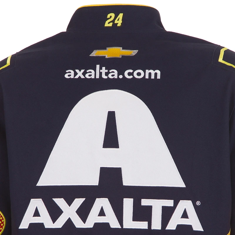 Veste d'uniforme en sergé à boutons-pression William Byron Axalta pour homme, bleu marine/rouge, JH Design