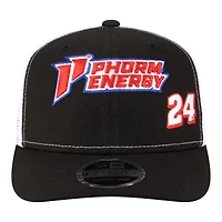 Casquette trucker ajustable New Era William Byron 2026 Phorm Energy 9SEVENTY noire et blanche pour homme