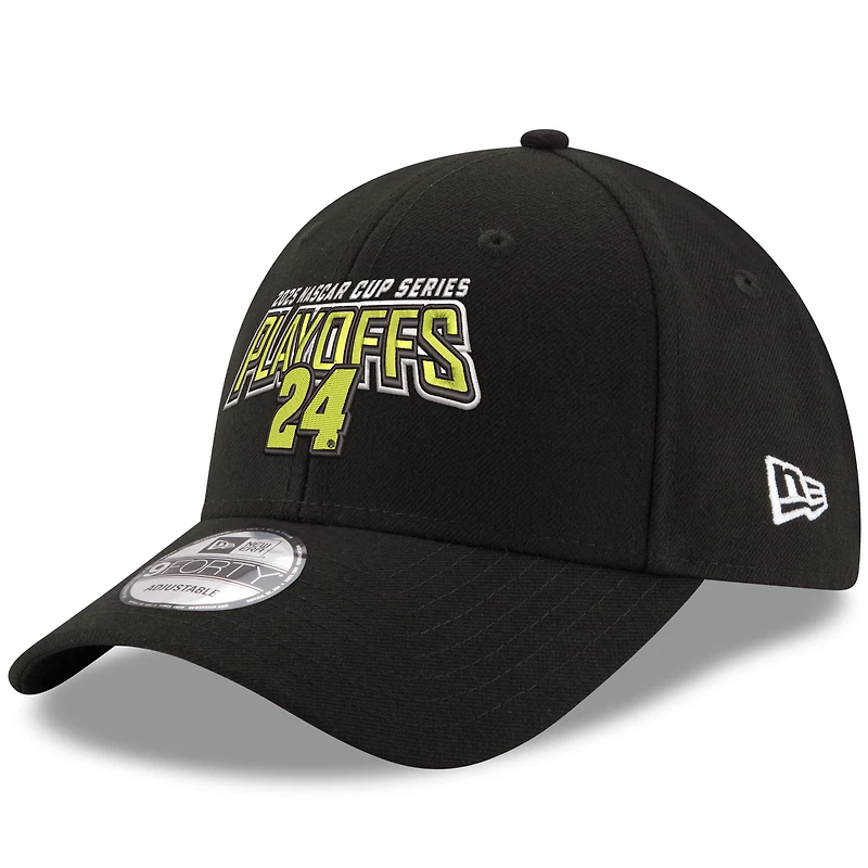 Casquette ajustable 9FORTY noire William Byron pour homme, édition éliminatoire NASCAR Cup Series 2025, New Era