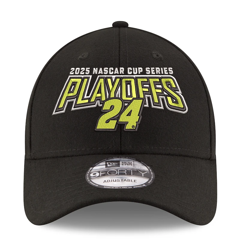 Casquette ajustable 9FORTY noire William Byron pour homme, édition éliminatoire NASCAR Cup Series 2025, New Era