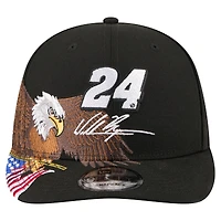 Men's New Era Black William Byron Patriotic Eagle & Flag A-Frame 9FIFTY Snapback Hat