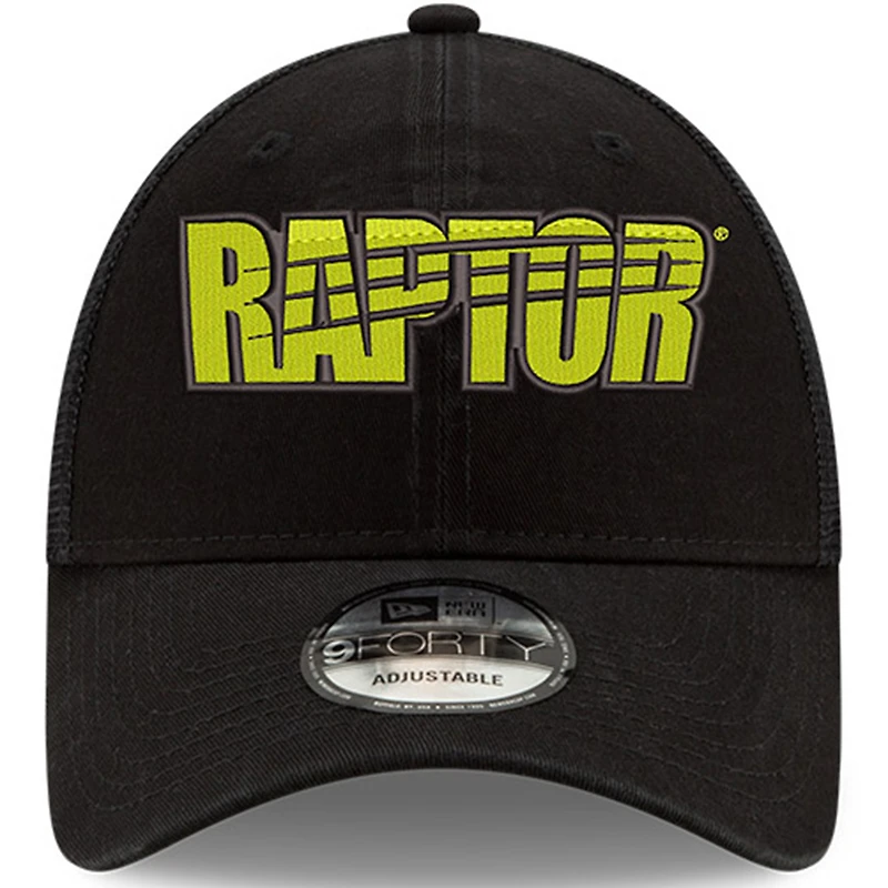 Casquette ajustable ajustable William Byron Raptor 9FORTY A-Frame Trucker Snapback New Era pour homme, noir