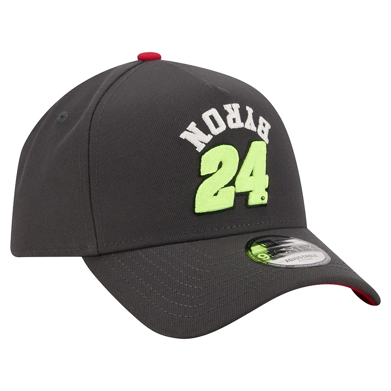 Casquette ajustable New Era William Byron noire pour homme, modèle 9FORTY, à coutures en chaîne inversées.