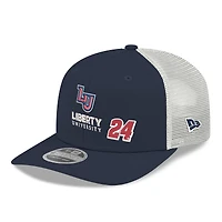 Casquette trucker ajustable New Era William Byron 2026 Liberty University 9SEVENTY, bleu marine et blanche, pour homme