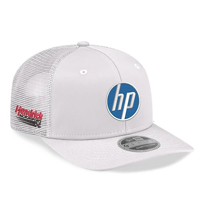 Casquette trucker ajustable New Era William Byron 2026 HP 9SEVENTY blanche pour homme