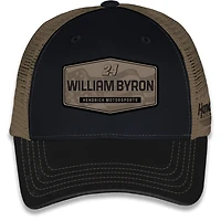 Casquette de camionneur ajustable unisexe à damier avec drapeau William Byron noir