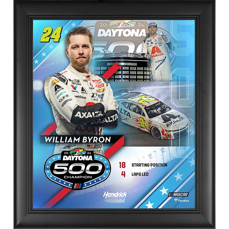 William Byron Champion Daytona 500 2024 Collage encadré 15" x 17"