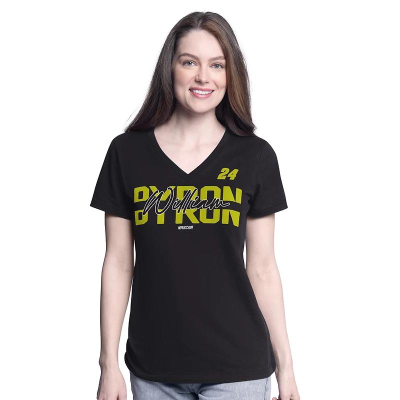 Women's G-III 4Her by Carl Banks Black William Byron Batter Up V-Neck T-Shirt