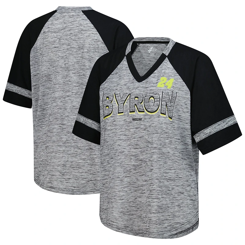 T-shirt à col en V surdimensionné G-III 4Her de Carl Banks Heather Gray William Byron Hall of Fame pour femme