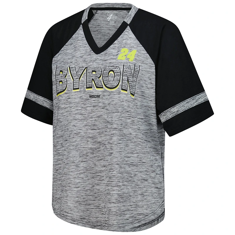 T-shirt à col en V surdimensionné G-III 4Her de Carl Banks Heather Gray William Byron Hall of Fame pour femme