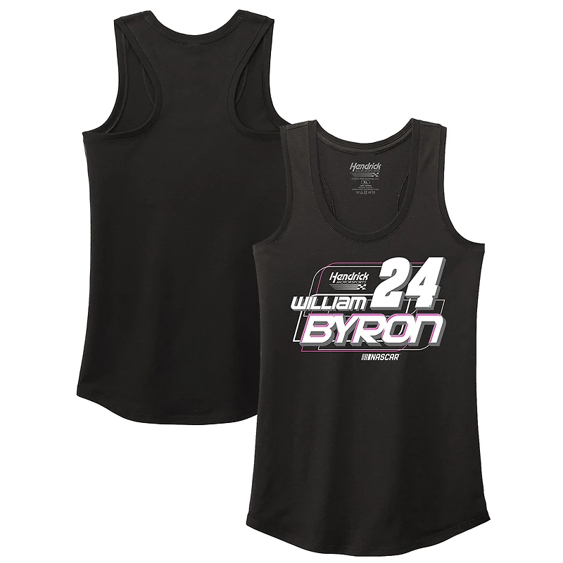Women's Hendrick Motorsports Team Collection Black William Byron Name & Number Racerback Tri-Blend Tank Top