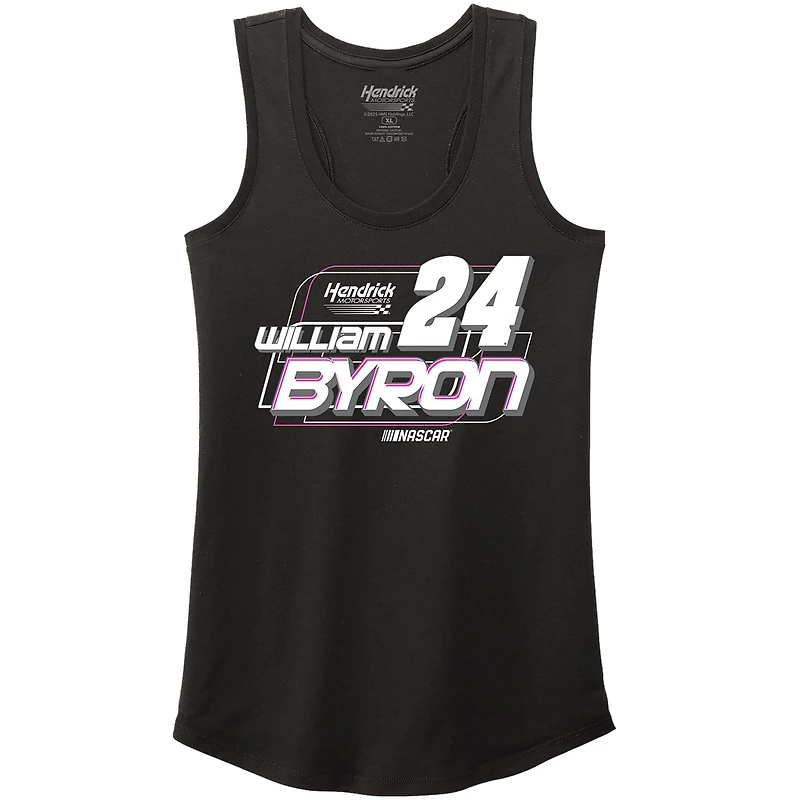 Women's Hendrick Motorsports Team Collection Black William Byron Name & Number Racerback Tri-Blend Tank Top