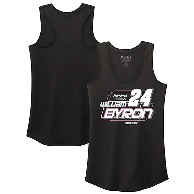 Women's Hendrick Motorsports Team Collection Black William Byron Name & Number Racerback Tri-Blend Tank Top