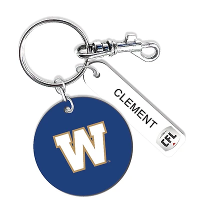Winnipeg Blue Bombers Personalized Leather Round Keychain