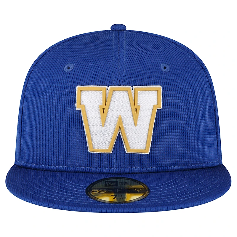 Casquette ajustée New Era Sideline 59FIFTY bleue pour homme, modèle Winnipeg Blue Bombers