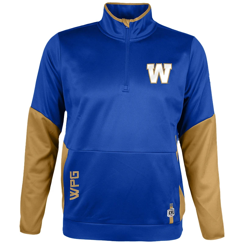 Men's New Era Blue Winnipeg Bombers Sideline Performance Fleece Quarter-Zip Top