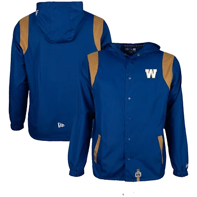 Men's New Era Blue Winnipeg Bombers Sideline Ripstop Full-Button Coaches Jacket